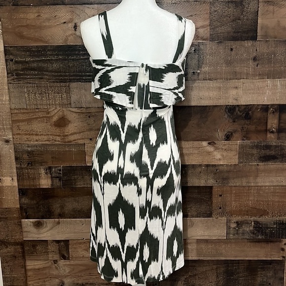 Loft Patterned Olive Green Knit Dress Midi Back Zipper XS - Picture 3 of 5